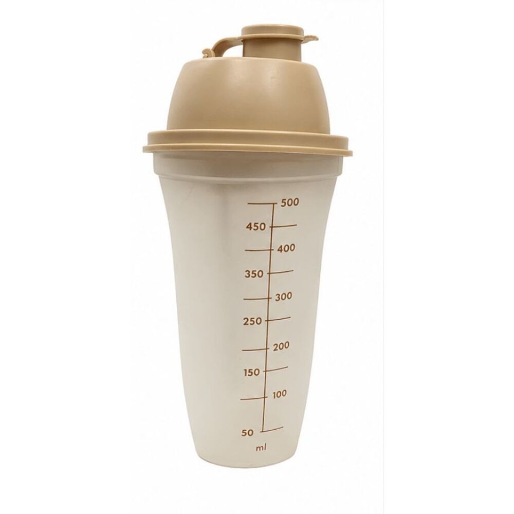 Tupperware 844-10 QUICK SHAKE 16 oz Tan Mixer w/ Blender and Lid 845-25 vintage